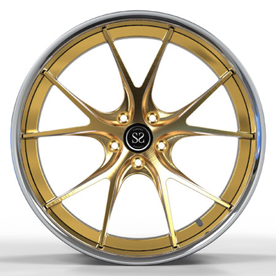 High Polish Lips 2 Piece Forged Wheels Rim For Audi RS6 20inch Brush Gold
