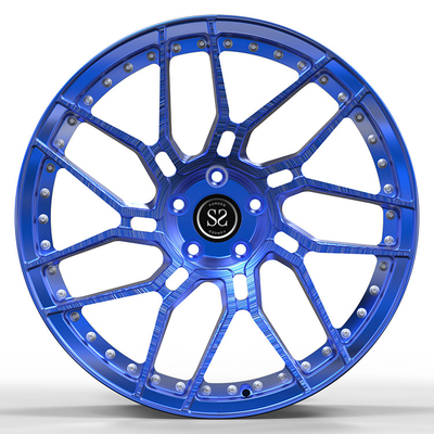 Custom Forged 1PC Aluminum Alloy Rims Gloss Blue Brush Staggered 17 And 18