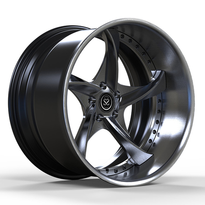 Polish Lip And Black Disc Custom 2 Piece Forged Wheels Staggered 19 21 Inches