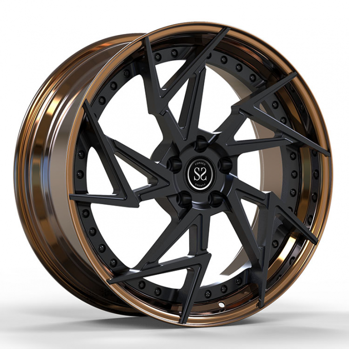 Alloy Rims 2 Piece Forged Wheels Black Disc Polished Bronze A3 19 Inch ...