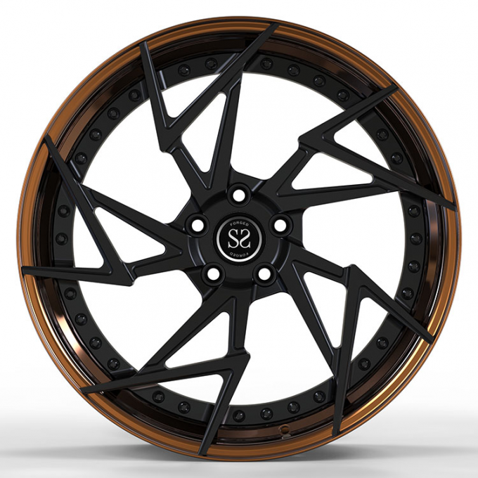 Alloy Rims 2 Piece Forged Wheels Black Disc Polished Bronze A3 19 Inch ...