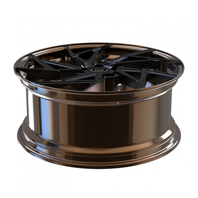 Alloy Rims 2 Piece Forged Wheels Black Disc Polished Bronze A3 19 Inch ...