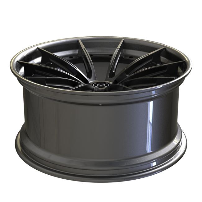 Stepped Ravazza Rims Polished 2 Piece Forged Wheels 19 Inch Staggered Grey Spokes For ...