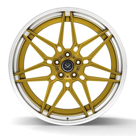 Gold Brush Spokes 2 Piece Forged Wheels 20inch Rotational Polish ...