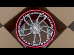 Custom Red Barrel and Grey Disc 1-PC Forged Rims for Porsche
