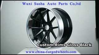 Gloss Black Disc,Polished lip,Black Back Barrels Custom 3-PC Forged Rims