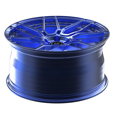 Blue Brushed 1 Piece Forged Wheels Spokes Monoblock For Luxury Car Aluminum Alloy Rims