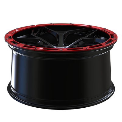 Black Spokes Monoblock 1 Piece Luxury Forged Wheels Red Cover Rings Alloy Rims