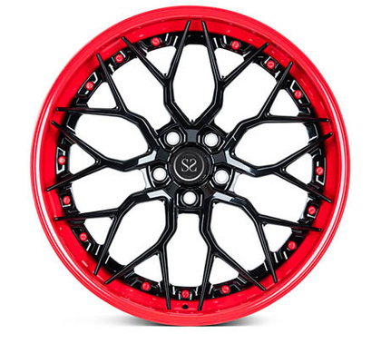 Red Lip Gloss Spoke 3 Piece Forged Wheels Alloy Rims 5X114.3 5X108 For Ferrari 488
