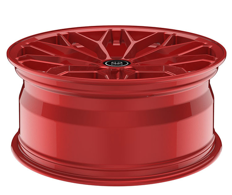 Red Spokes Monoblock 1 Piece Forged Wheels For Luxury Car Aluminum Alloy Rims