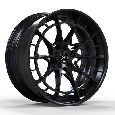 Custom Matte Black 2 Piece Forged Wheels Multi Spokes Alloy Rims