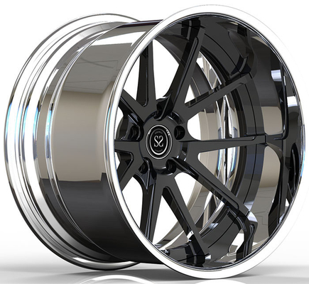 Custom Forged 2-PC 6061-T6 Aluminum Alloy Rims Black Facce Polished Barrel 18 Inches