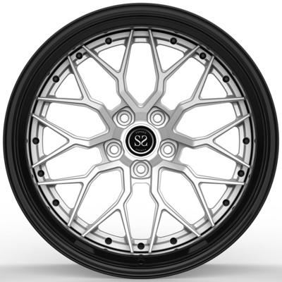 Black Silver Custom 2 PC Forged Rims 6061-T6 Aluminum Staggered 20 Inch 5x112 Bolt