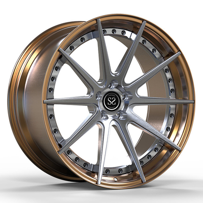 Bronze Polished Lip 2 Piece Forged Wheels Brushed Gun Metal Spokes Discs For Audi S6 Custom Car