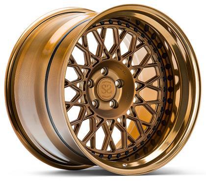 A6061 Aluminum Forged Wheels 2 Piece In High Gloss Polished Bronze For Luxury Car