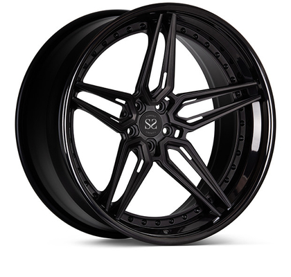 A6061 Aluminum 2 Piece Forged Wheels Gloss Black For Luxury Car