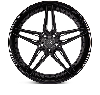 A6061 Aluminum Forged Wheels 2 Piece In High Gloss Black For Luxury Car