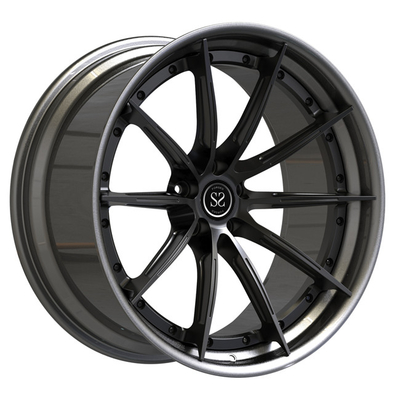 Polished 2 Piece Forged Wheels 19 Inch Staggered Grey Spokes For Volkswagen Stepped Lip Rims