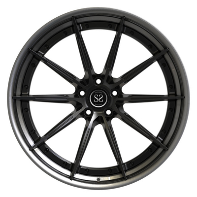Polished 2 Piece Forged Wheels 19 Inch Staggered Grey Spokes For Volkswagen Stepped Lip Rims
