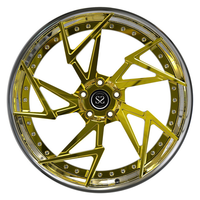 19x8.5 19x11 2 Piece Rims Wheels Staggered Forged Polished Gold Audi R8