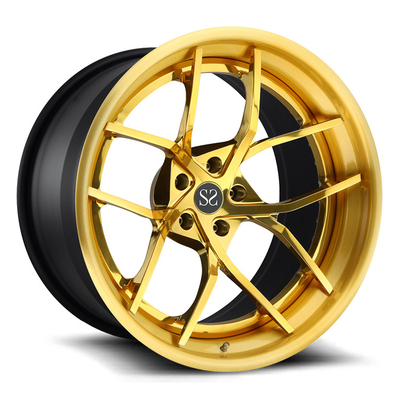Staggered 19x10 19x12 Polish Forged Rims For Ford Mustang / Yellow Alloy Rims 19&quot;