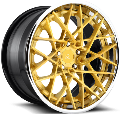 F12 Berlinetta 3PC Forged Aluminum Alloy Rims Polished Lip 21x9.5 22x12.5 Gold Face