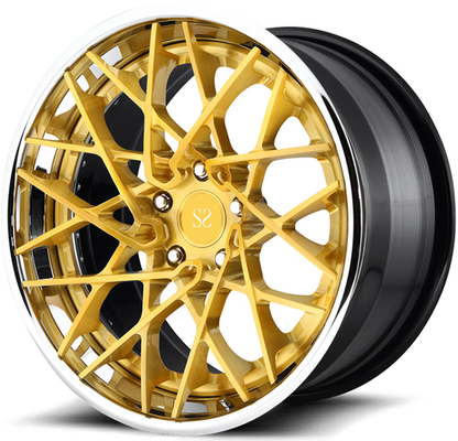 F12 Berlinetta 3PC Forged Aluminum Alloy Rims Polished Lip 21x9.5 22x12.5 Gold Face