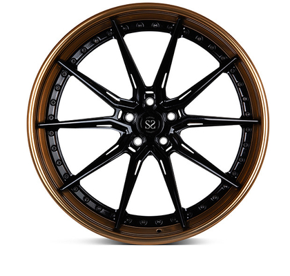 Double 2PC Audi Forged Wheels 5 Spoke With Black Machine Face 24inches