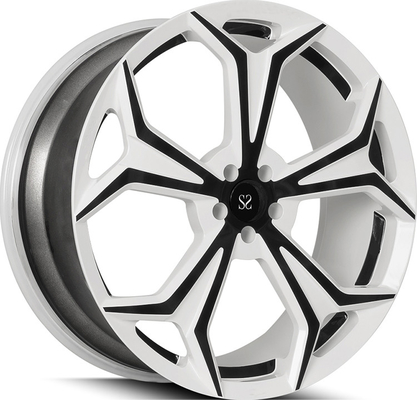 Custom 1 Piece Forged Alloy Rims Land Rover Defender 22x9.5 White Face + Black Spokes
