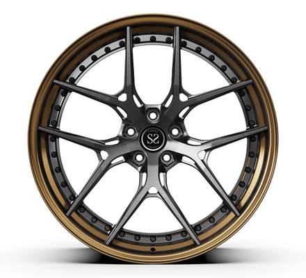 Polished 2PC Forged Wheel Rims For BMW Audi Porsche Bronze Spoke 18inch 5x112 Alloy