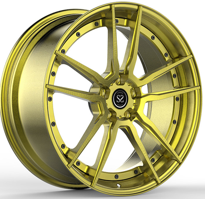 Custom Staggered 2PC Forged Rims 20 And 21&quot; Polished Gold 5x112 Bolt Pattern For Audi S6 C8