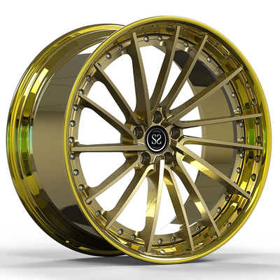 Jaguar F-Type R Aftermarket 2 Piece Forged Wheels 22inch Customized Gold Polished