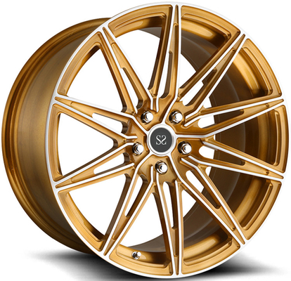 5x112 Audi R8 1 Piece Forged Wheels 18 19 20 21 22 Inch Yellow Machine Face