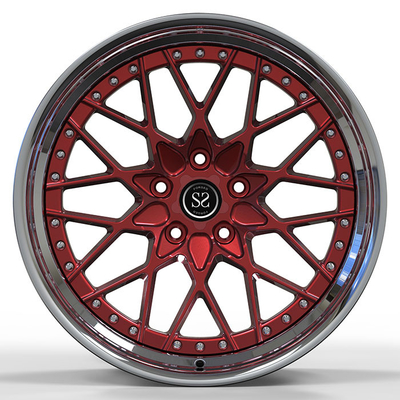 BMW X5 F15 22x10.5 and 22x12 Custom Polished+Matt Red Face 2-PC Forged Aluminum Alloy