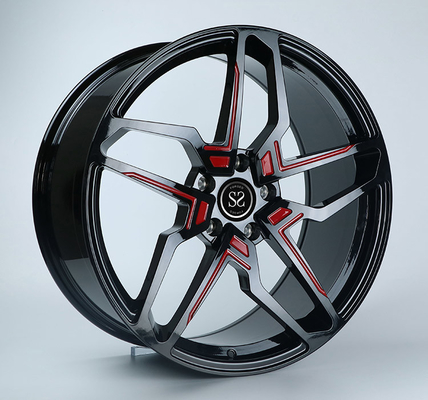 22x10 Gloss Black With Red 1-PC Mercedes Benz Wheel