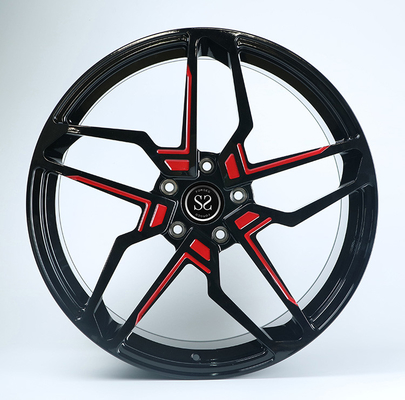 22x10 Gloss Black With Red 1-PC Mercedes Benz Wheel