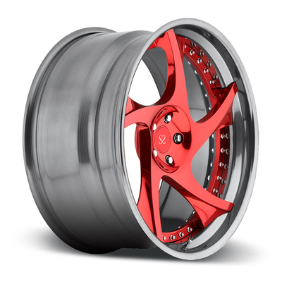 20 inch customized red spoke 2 piece forged car wheel rim china