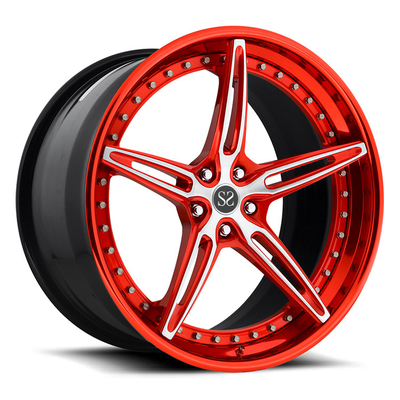 Customized Red 2-PC Forged Alloy Rims FOr Ferrari / Rim 22&quot; Alloy Car Rims 5x114.3