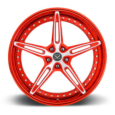 Customized Red 2-PC Forged Alloy Rims FOr Ferrari / Rim 22&quot; Alloy Car Rims 5x114.3