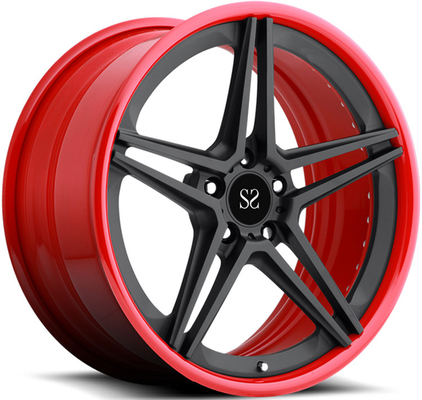21inch 9.5J Customized 2-PC Alloy Rims For Ferrari 458 Speciale Red Gloss Black Forged Wheels