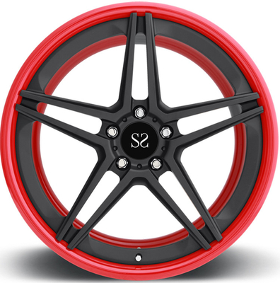 21inch 9.5J Customized 2-PC Alloy Rims For Ferrari 458 Speciale Red Gloss Black Forged Wheels