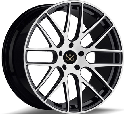 2- Piece Gloss Black Machined 21 Rims For 911 Forged Rims Wheels 5x130