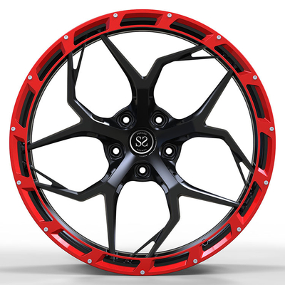 SS1025 21 Inch Staggered Gloss Black+ Red Ring F430 Ferrari Forged Wheels 5x108