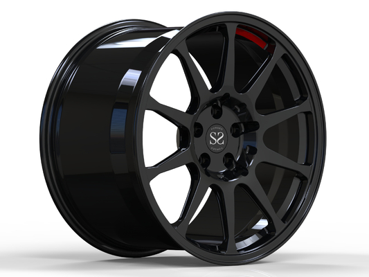 Audi R8 Gloss Black 2 Pieces Red Spoke Forged Wheels Aluminum 18-22 Inches