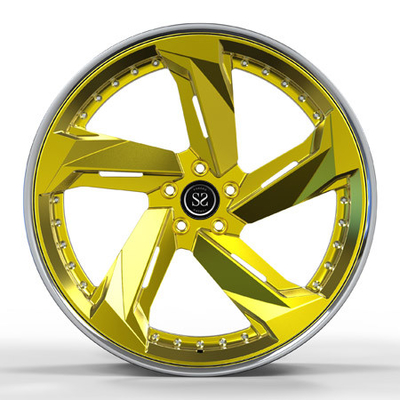 22x10 Gold Disc Polished Rim For Audi Sq5 2 Piece Forged Aluminum Alloy Wheels