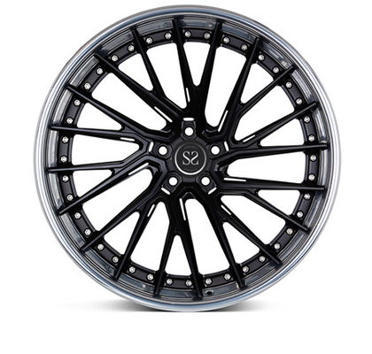 Staggered Aluminum Alloy Forged Matte Black Rims 3 Piece Polished