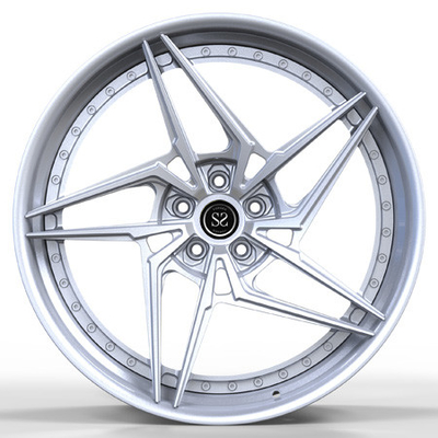 Aluminum Alloy 2-Piece Forged Wheels Rims Hyper Silver Center Multi Spoke GTB Car Wheels