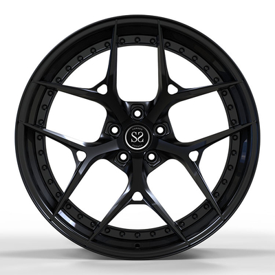 Fit to Mclaren 720S 5x112 2-PC Forged Aluminum Alloy Rims Staggered 20 and 21 inches 5x112 Gloss Black