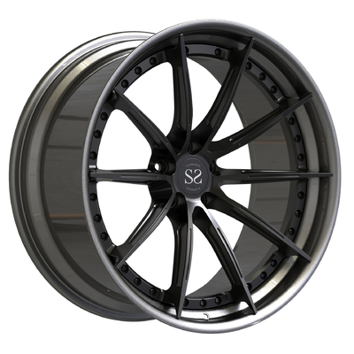 Custom Black Forged 2 Piece Disc Polished Center Staggered RS6 19 20 21 22 Inch