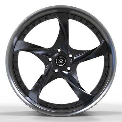 Polish Lip And Black Disc Custom 2 Piece Forged Wheels Staggered 19 21 Inches